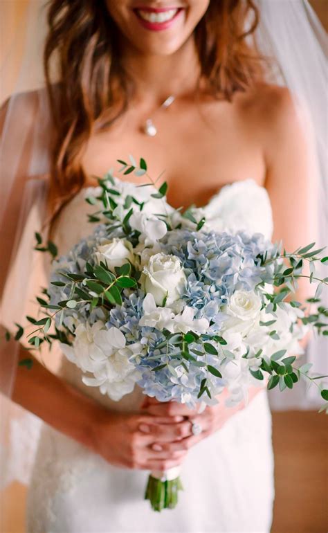 dusty blue bridal bouquet real flowers